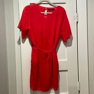 Open back coral dress